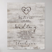 Carved Sweethearts Unplugged Wedding Table Sign