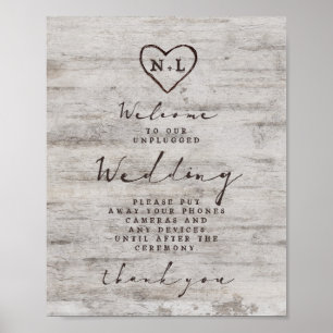 Affiche Carved Sweethearts Unplugged Wedding Table Sign