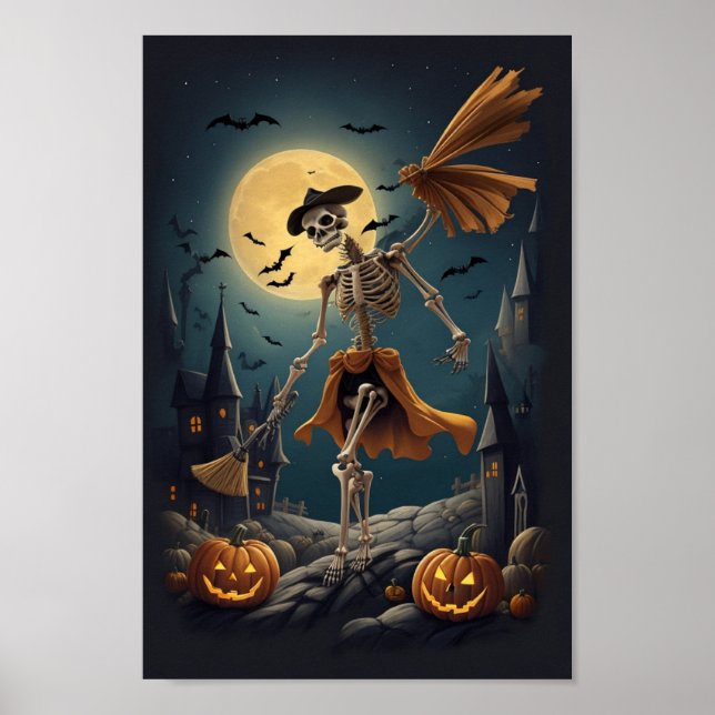 Affiche Carving Citrouille Skeleton éffrayant - Obtenez Vo (Devant)