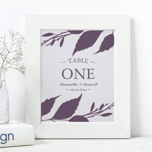 Affiche Cas Foliage Plum Purple Leaves Table Number