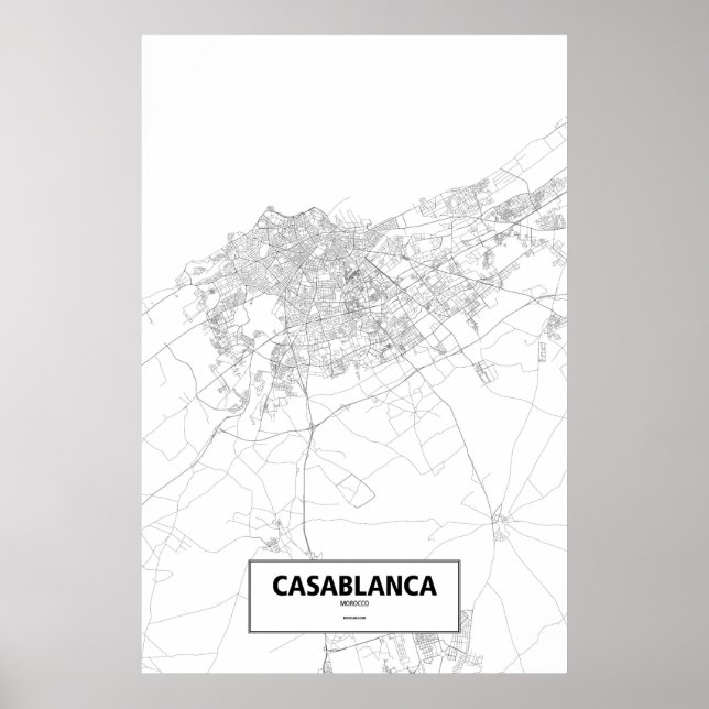 Affiche Casablanca, Maroc (noir sur blanc) (Devant)