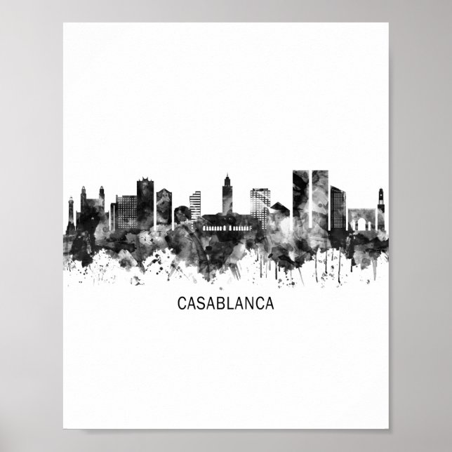 Affiche Casablanca Maroc Skyline BW (Devant)
