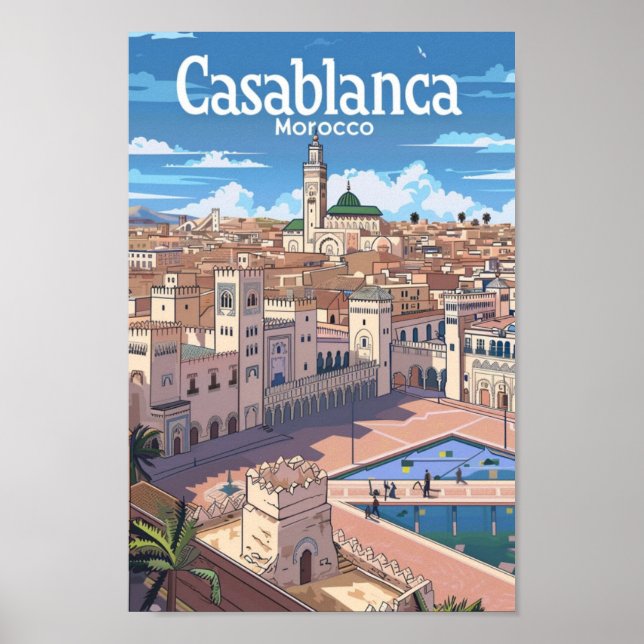 Affiche Casablanca Maroc Vintage voyage Place (Devant)