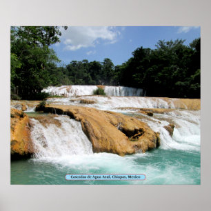 Affiche Cascadas de Agua Azul, Chiapas, Mexique