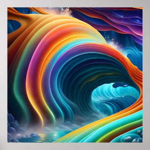 Affiche Cascade arc-en-ciel lumineuse gracieuse