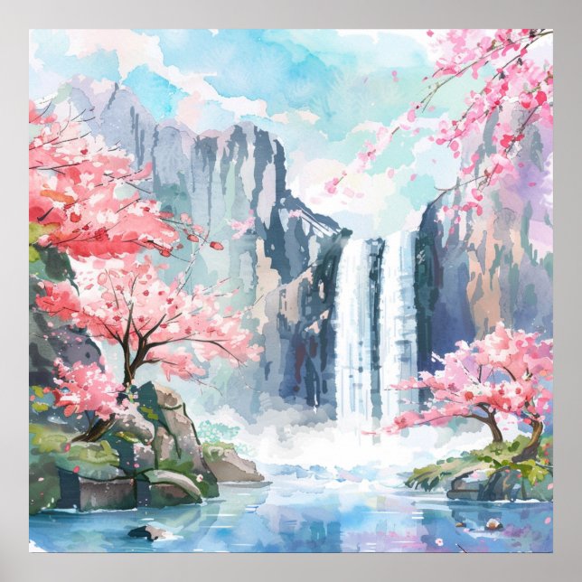 Affiche Cascade au printemps (Devant)