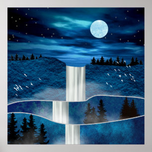 Affiche Cascade bleue