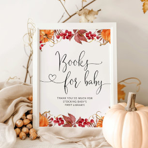 Affiche Cascade chute petits livres citrouilles pour bébé