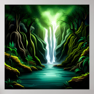 Affiche Cascade dans la Jungle