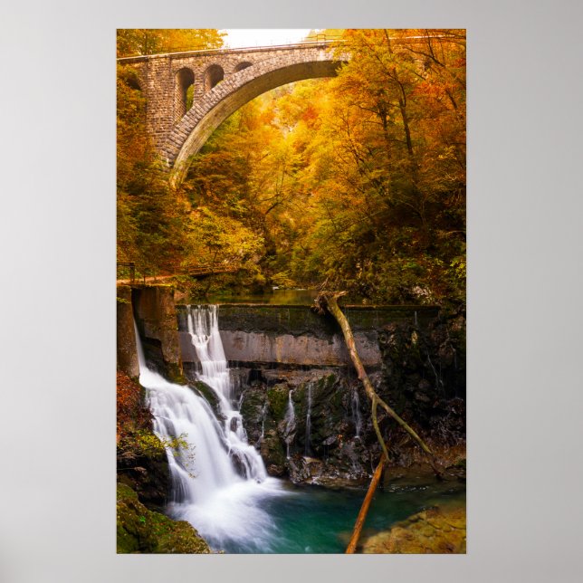 Affiche Cascade dans le canyon des gorges de Vintgar en au (Devant)