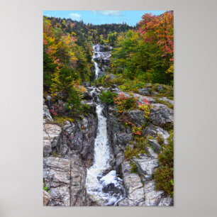 Affiche Cascade d'argent en automne, New Hampshire