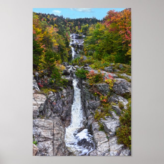 Affiche Cascade d'argent en automne, New Hampshire (Devant)