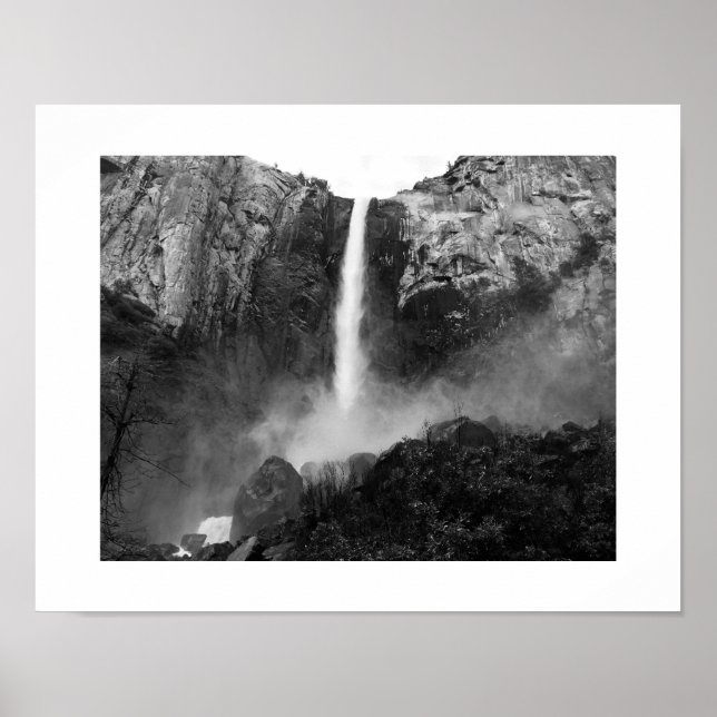 Affiche Cascade de Bridalveil Falls Photo noir et blanc (Devant)