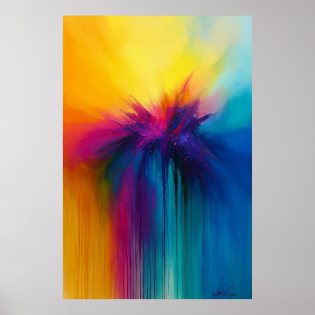 Affiche Cascade de Colorburst Explosion Abstraite (Devant)