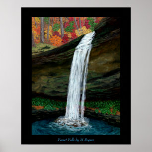 Affiche Cascade de forêt - Peinture de cascade des Appalac