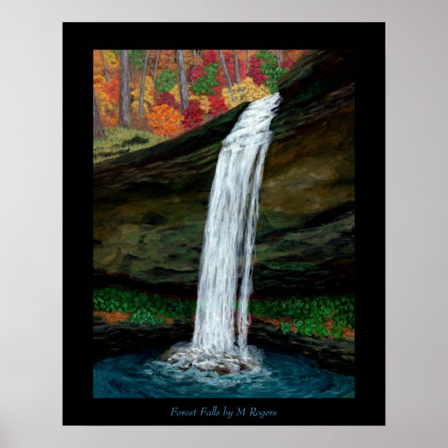 Affiche Cascade de forêt - Peinture de cascade des Appalac (Devant)