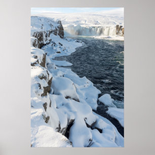 Affiche Cascade de Godafoss recouverte de neige