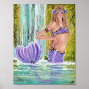Affiche Cascade de la lagune des Mermaids art par Renee La