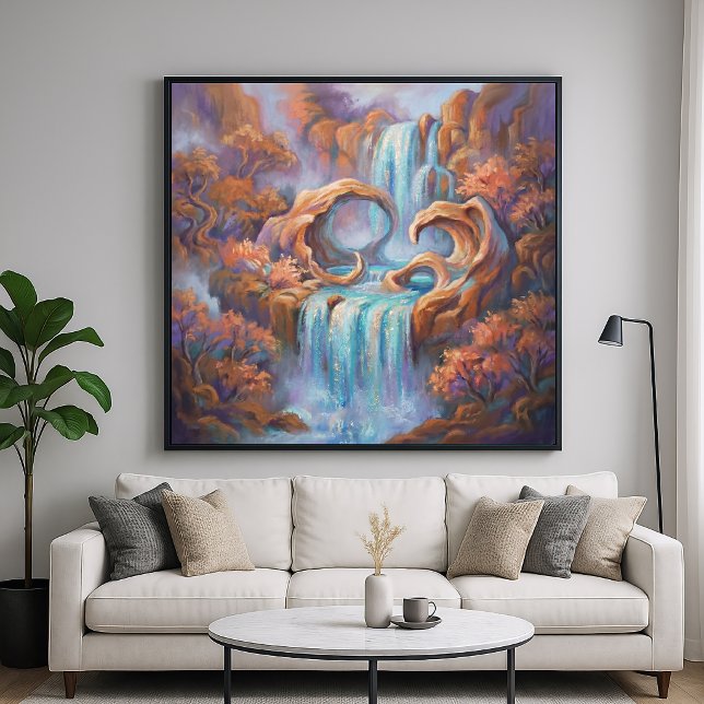 Affiche Cascade de Redstone - Style Impressionniste Pastel (Créateur téléchargé)