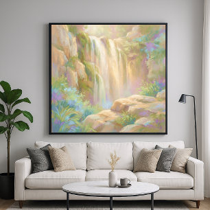Affiche Cascade de Serene Cliff - Style d'art en peinture