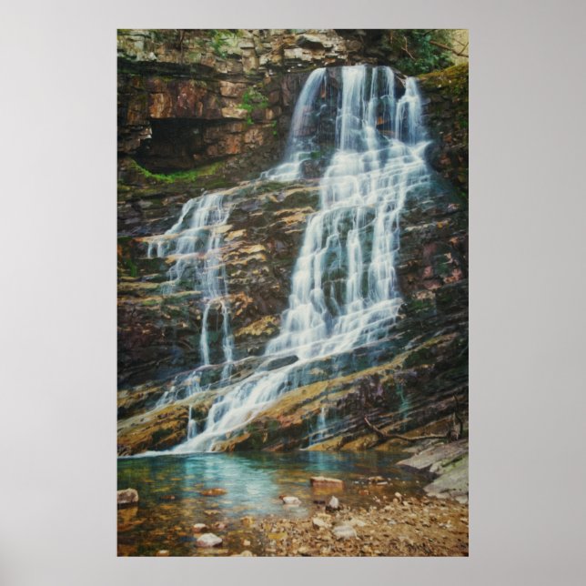 Affiche Cascade d'eau sereine dans la nature (Devant)