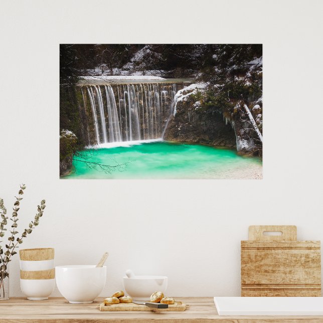 Affiche Cascade d'eau turquoise époustouflante lac Jasna,  (Cuisine)
