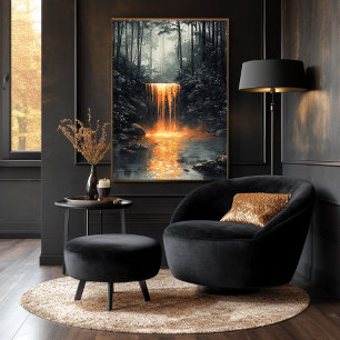 Affiche Cascade d'or dans une forêt mystique