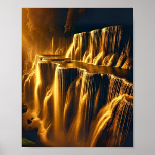 Affiche Cascade dorée Abstrait Wall Art
