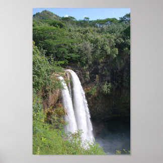 Affiche Cascade double, Wailua Falls Kauai Hawaii