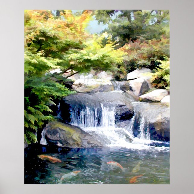 Affiche Cascade du jardin avec Koi Pond (Devant)
