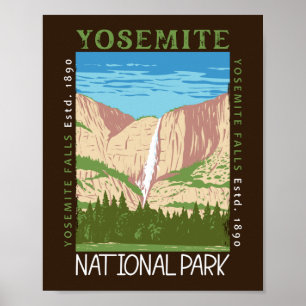 Affiche Cascade du parc national Yosemite Retro perturbé