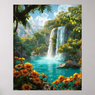 Affiche Cascade éthérée au printemps