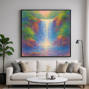 Affiche Cascade étincelante - Peinture Pastel Style Art
