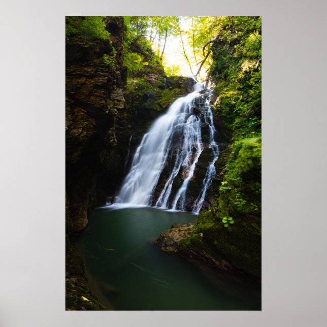 Affiche Cascade magnifique avec lueur de soleil (Devant)
