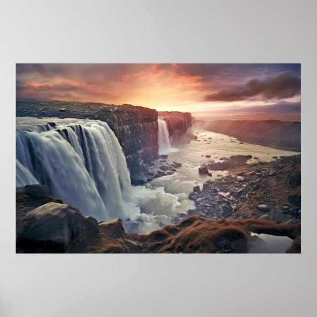 Affiche Cascade Majestic Beau Paysage (Devant)