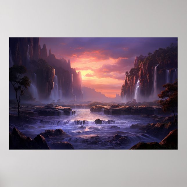 Affiche Cascade Majestic Beau Paysage (Devant)