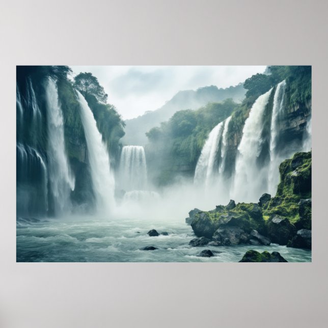 Affiche Cascade Majestic Beau Paysage (Devant)