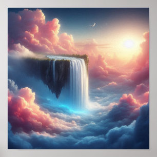 Affiche Cascade Mystique du Ciel depuis une Fantaisie Susp