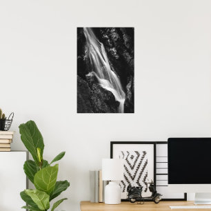 Affiche Cascade noir et blanc dans les gorges de l'Enfer,