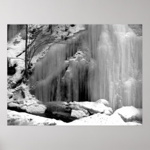Affiche Cascade noire et blanche congelée