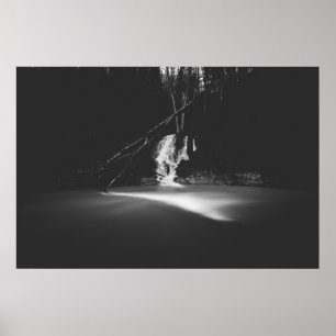 Affiche Cascade noire et blanche minimaliste