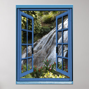 Affiche Cascade Photo Trompe l'oeil Fake Window
