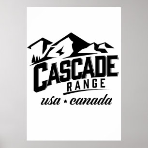 Affiche Cascade Range États-Unis Canada logo.