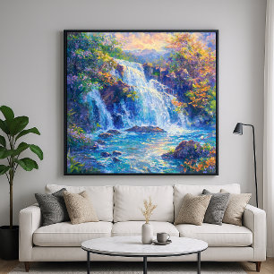 Affiche Cascade scintillante - Style de peinture impressio