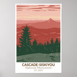 Affiche Cascade Siskiyou National Monument Oregon Vintage
