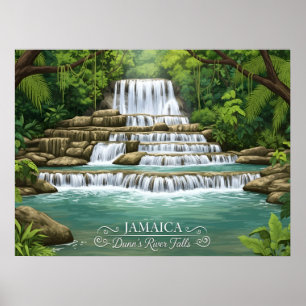 Affiche Cascade tropicale luxuriante en Jamaïque