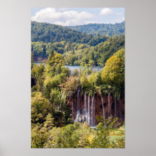 Affiche Cascades dans le parc national de Plitvice - Croat