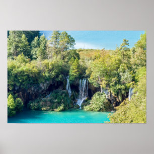 Affiche Cascades dans le parc national de Plitvice - Croat