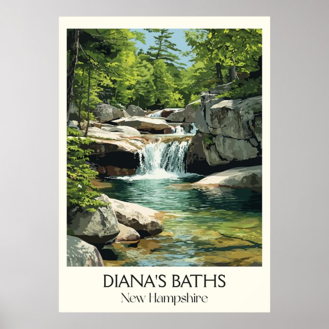 Affiche Cascades de Diana's Baths New Hampshire (Devant)