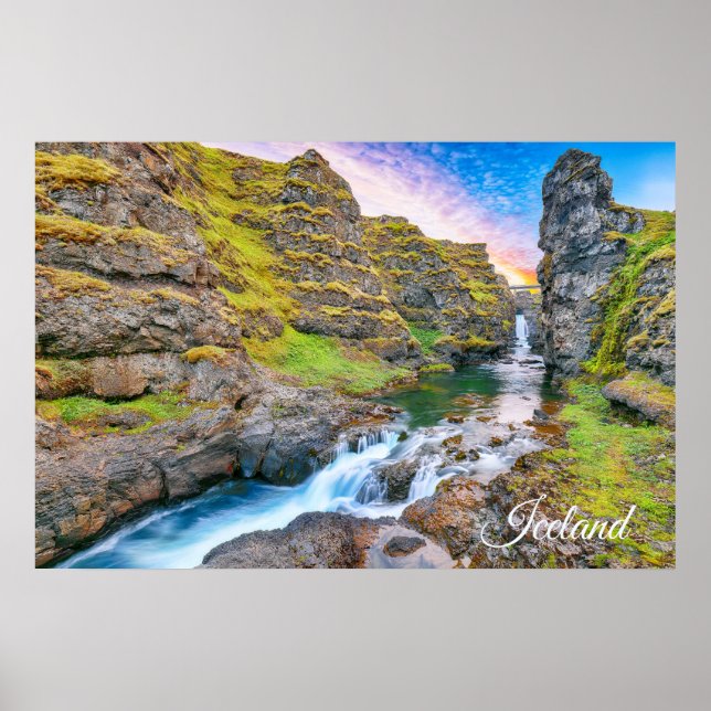 Affiche Cascades de Kolufossar, Islande (Devant)